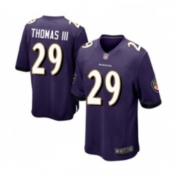 Mens Baltimore Ravens 29 Earl Thomas III Game Purple Team Color Football Jersey