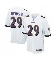 Mens Baltimore Ravens 29 Earl Thomas III Game White Football Jersey