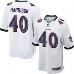 Men's Baltimore Ravens Malik Harrison 40 Nike White Vapor Limited Jersey