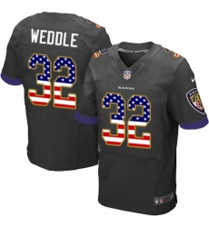 Mens Nike Baltimore Ravens 32 Eric Weddle Elite Black Alternate USA Flag Fashion NFL Jersey