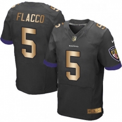Mens Nike Baltimore Ravens 5 Joe Flacco Elite BlackGold Alternate NFL Jersey