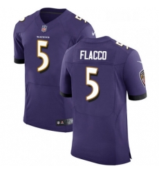 Mens Nike Baltimore Ravens 5 Joe Flacco Elite Purple Team Color NFL Jersey