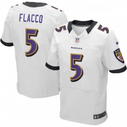 Mens Nike Baltimore Ravens 5 Joe Flacco Elite White NFL Jersey