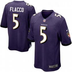 Mens Nike Baltimore Ravens 5 Joe Flacco Game Purple Team Color NFL Jersey