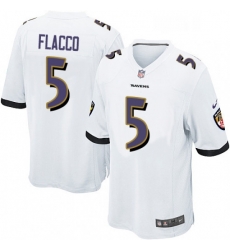 Mens Nike Baltimore Ravens 5 Joe Flacco Game White NFL Jersey