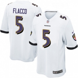 Mens Nike Baltimore Ravens 5 Joe Flacco Game White NFL Jersey