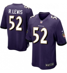 Mens Nike Baltimore Ravens 52 Ray Lewis Game Purple Team Color NFL Jersey