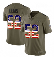 Mens Nike Baltimore Ravens 52 Ray Lewis Limited OliveUSA Flag Salute to Service NFL Jersey