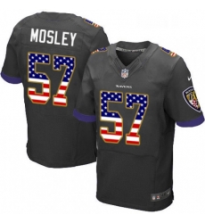 Mens Nike Baltimore Ravens 57 CJ Mosley Elite Black Alternate USA Flag Fashion NFL Jersey