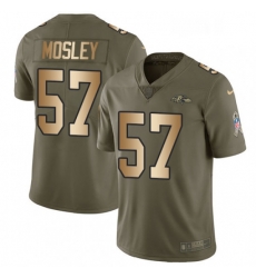 Mens Nike Baltimore Ravens 57 CJ Mosley Limited OliveGold Salute to Service NFL Jersey