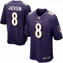Mens Nike Baltimore Ravens 8 Lamar Jackson Game Purple Team Color NFL Jersey