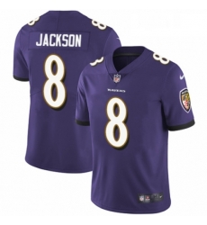 Mens Nike Baltimore Ravens 8 Lamar Jackson Purple Team Color Vapor Untouchable Limited Player NFL Jersey