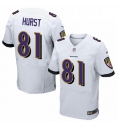 Mens Nike Baltimore Ravens 81 Hayden Hurst Elite White NFL Jersey