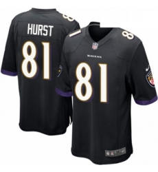 Mens Nike Baltimore Ravens 81 Hayden Hurst Game Black Alternate NFL Jersey