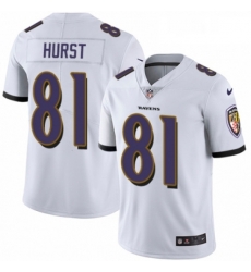 Mens Nike Baltimore Ravens 81 Hayden Hurst White Vapor Untouchable Limited Player NFL Jersey