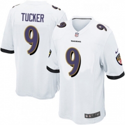 Mens Nike Baltimore Ravens 9 Justin Tucker Game White NFL Jersey