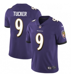 Mens Nike Baltimore Ravens 9 Justin Tucker Purple Team Color Vapor Untouchable Limited Player NFL Jersey