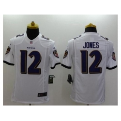 Nike Baltimore Ravens 12 Jacoby Jones White Limited Alternate NFL Jersey