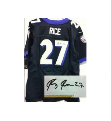 Nike Baltimore Ravens 27 Ray Rice Black Elite Signed NFL Jersey
