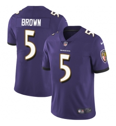 Nike Baltimore Ravens 5 Marquise Brown Purple Team Color Men Stitched NFL Vapor Untouchable Limited Jersey