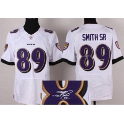 Nike Baltimore Ravens 89 Steve Smith Sr White Elite Signed NFL Jersey