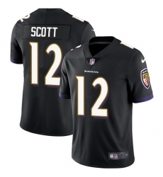 Nike Ravens #12 Jaleel Scott Black Alternate Mens Stitched NFL Vapor Untouchable Limited Jersey