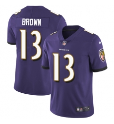 Nike Ravens #13 John Brown Purple Team Color Mens Stitched NFL Vapor Untouchable Limited Jersey