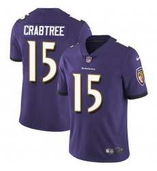 Nike Ravens #15 Michael Crabtree Purple Team Color Mens Stitched NFL Vapor Untouchable Limited Jersey