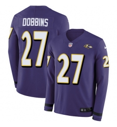 Nike Ravens 27 J K  Dobbins Purple Team Color Men Stitched NFL Limited Therma Long Sleeve Jersey