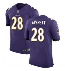 Nike Ravens #28 Anthony Averett Purple Team Color Mens Stitched NFL Vapor Untouchable Elite Jersey