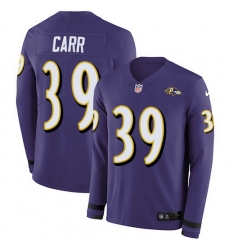 Nike Ravens 39 Brandon Carr Purple Team Color Men Stitched NFL Limited Therma Long Sleeve Jersey