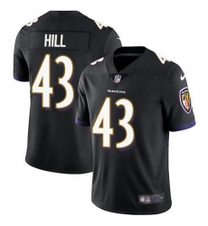 Nike Ravens 43 Justice Hill Black Alternate Men Stitched NFL Vapor Untouchable Limited Jersey