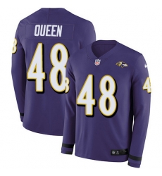 Nike Ravens 48 Patrick Queen Purple Team Color Men Stitched NFL Limited Therma Long Sleeve Jersey