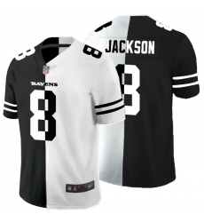 Nike Ravens 8 Lamar Jackson Black And White Split Vapor Untouchable Limited Jersey
