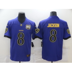Nike Ravens 8 Lamar Jackson Purple Gold Vapor Untouchable Limited Jersey