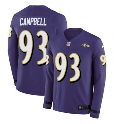 Nike Ravens 93 Calais Campbell Purple Team Color Men Stitched NFL Limited Therma Long Sleeve Jersey