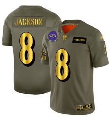 Ravens 8 Lamar Jackson Camo Gold Men Stitched Football Limited 2019 Salute To Service Jersey