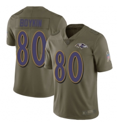 Ravens 80 Miles Boykin Olive Men Stitched Football Limited 2017 Salute To Service Jersey