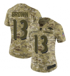Nike Ravens #13 John Brown Camo Women Stitched NFL Limited 2018 Salute to Service Jersey