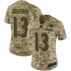 Nike Ravens #13 John Brown Camo Women Stitched NFL Limited 2018 Salute to Service Jersey