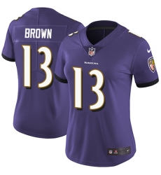 Nike Ravens #13 John Brown Purple Team Color Womens Stitched NFL Vapor Untouchable Limited Jersey