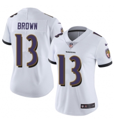 Nike Ravens #13 John Brown White Womens Stitched NFL Vapor Untouchable Limited Jersey