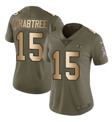 Nike Ravens #15 Michael Crabtree Olive Gold Womens Stitched NFL Limited 2017 Salute to Service Jersey