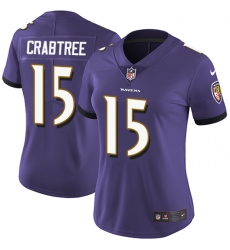 Nike Ravens #15 Michael Crabtree Purple Team Color Womens Stitched NFL Vapor Untouchable Limited Jersey