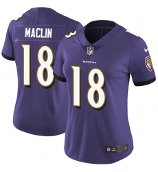 Nike Ravens #18 Jeremy Maclin Purple Team Color Womens Stitched NFL Vapor Untouchable Limited Jersey