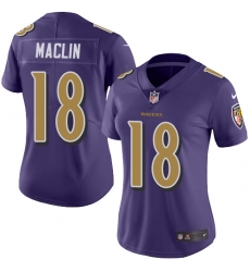 Nike Ravens #18 Jeremy Maclin Purple Womens Stitched NFL Limited Rush Jersey