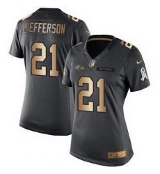 Nike Ravens #21 Tony Jefferson Black Womens Stitched NFL Limited Gold Salute to Service Jersey