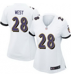 Nike Ravens 28 Terrance West White Womens Stitched NFL New Elite Jersey