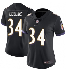 Nike Ravens #34 Alex Collins Black Alternate Womens Stitched NFL Vapor Untouchable Limited Jersey