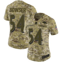 Nike Ravens #54 Tyus Bowser Camo Women Stitched NFL Limited 2018 Salute to Service Jersey